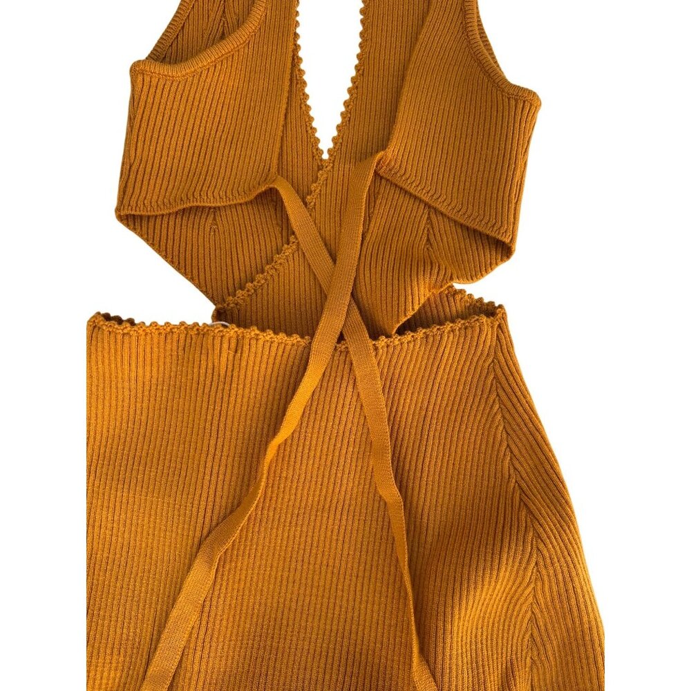 For Love And Lemons Maggie Midi Dress Gold Size Small - Picture 11 of 15